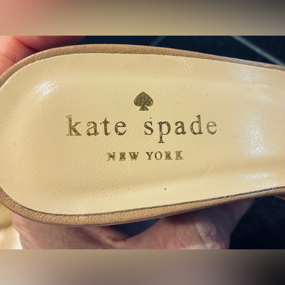 Kate Spade New York Billow Leather Slingback Heels Tan SZ. 7.5 Made In Italy - Picture 2 of 14